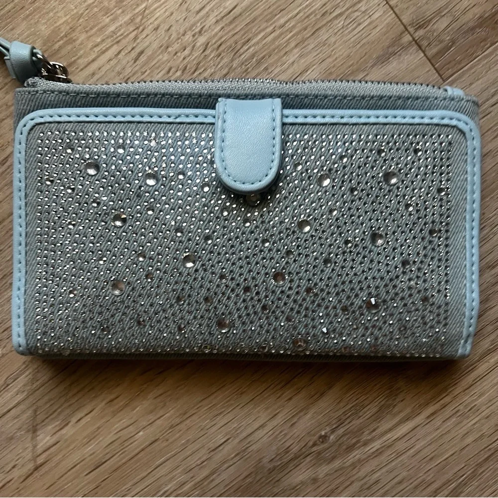 New Sparkly Rhinestone Light Blue Wallet - Picture 6 of 6